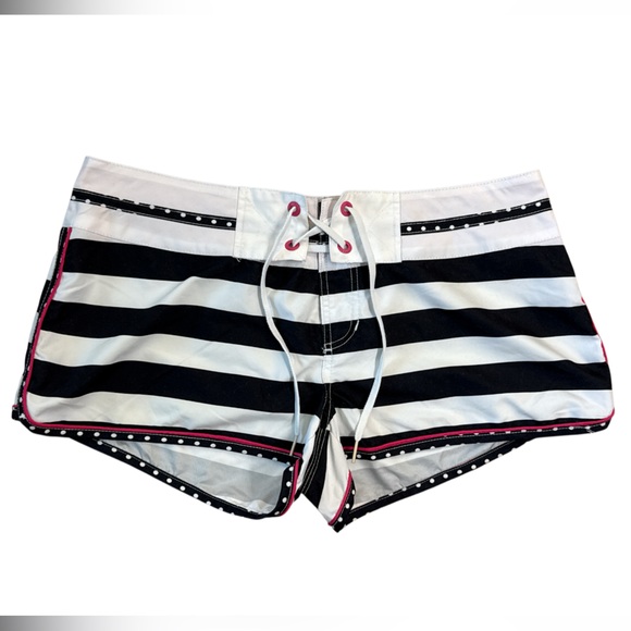 Aeropostale Pants - Y2K Aeropostale Black and White Striped Swim Trunks Women’s Large
